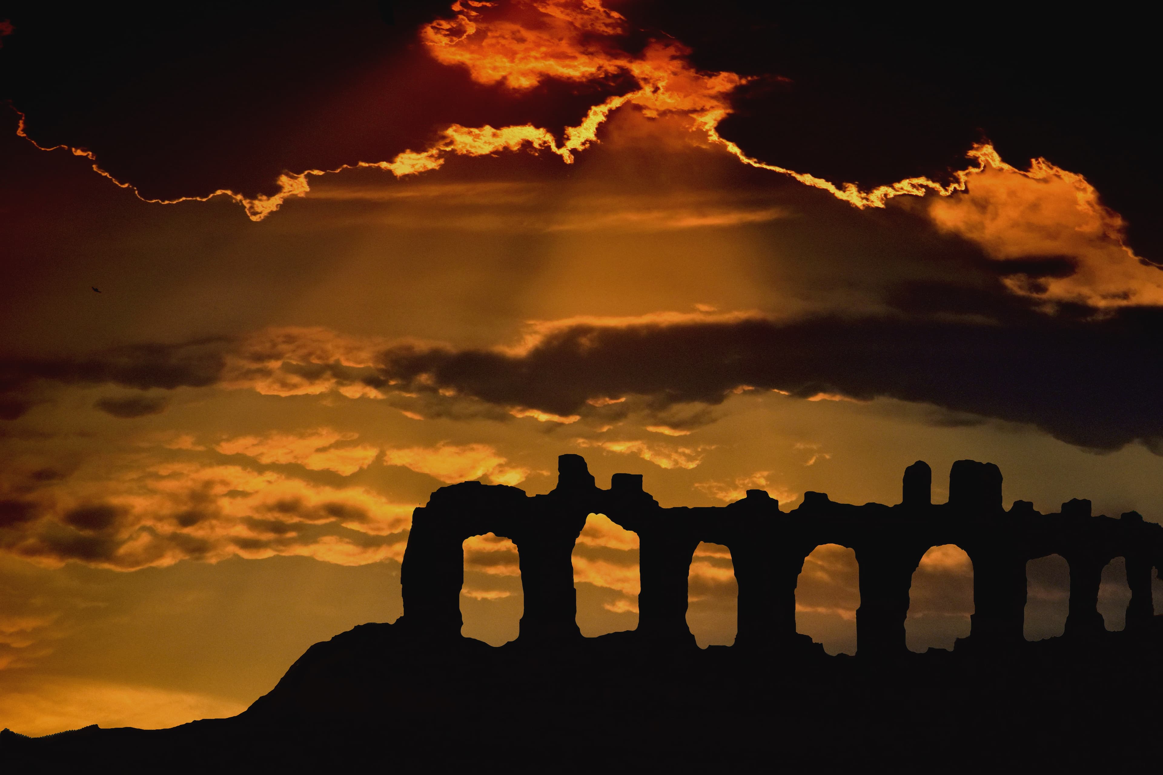 Ancient ruins at sunset